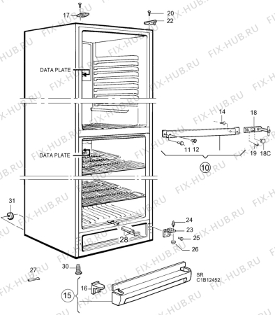 Взрыв-схема холодильника Elektro Helios KF3429 - Схема узла C10 Cabinet